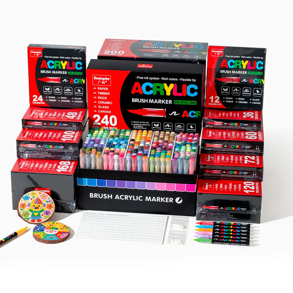 12-240 Color/box Professional Artist Marker Set - Soft-tip Drawing Straight Line Liquid Acrylic Markers, DIY Graffiti Art Painti