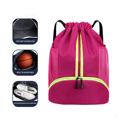 Basketball bag, swimming bag, dry wet separation women's storage bag, sports backpack, training and fitness drawstring backpack