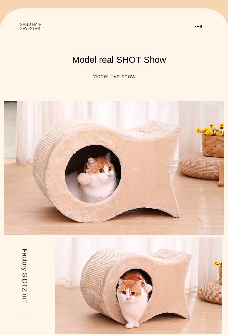 Cat Nest Warm Cat House Enclosed House All Year Round Winter Cat Sleeping Nest Pet Supplies