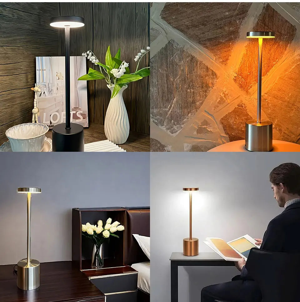 Table lamp USB Rechargeable Wireless desk lamp Dimming Touch night light lamps home decor Retro Portable bedside lamp for room