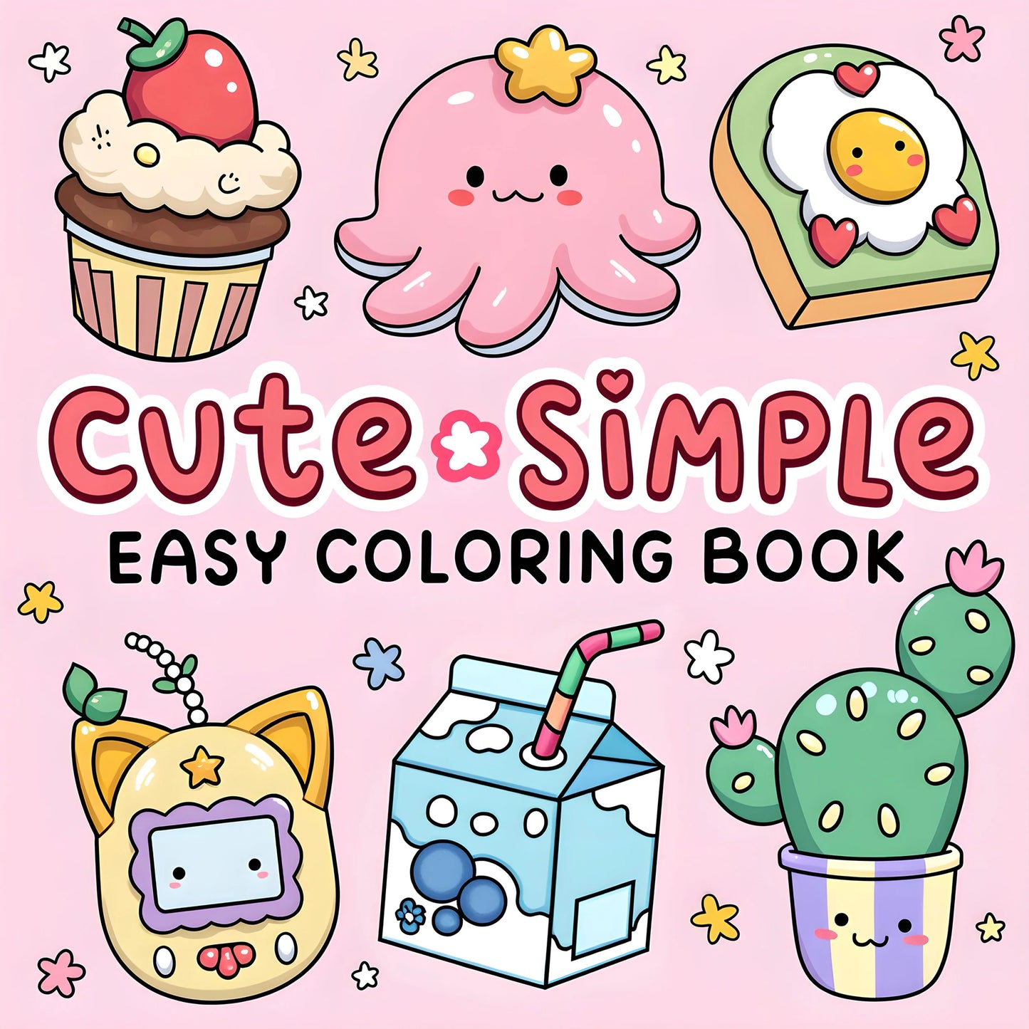 CUTE & SIMPLE Bold-easy Patterns Coloring Book for Adults Cute Drawing Book Perfect Gift for Party and Birthday