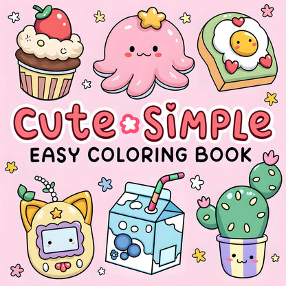 CUTE & SIMPLE Bold-easy Patterns Coloring Book for Adults Cute Drawing Book Perfect Gift for Party and Birthday