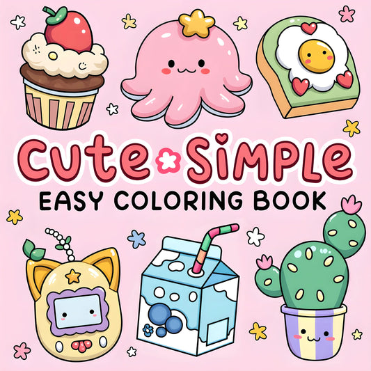 CUTE & SIMPLE Bold-easy Patterns Coloring Book for Adults Cute Drawing Book Perfect Gift for Party and Birthday
