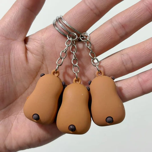 Cute Capybara Keychain Doll Hugging Fruit Series Pendant Cycling Backpack Key Pendant Accessories Ugly Cute Pvc Soft Rubber