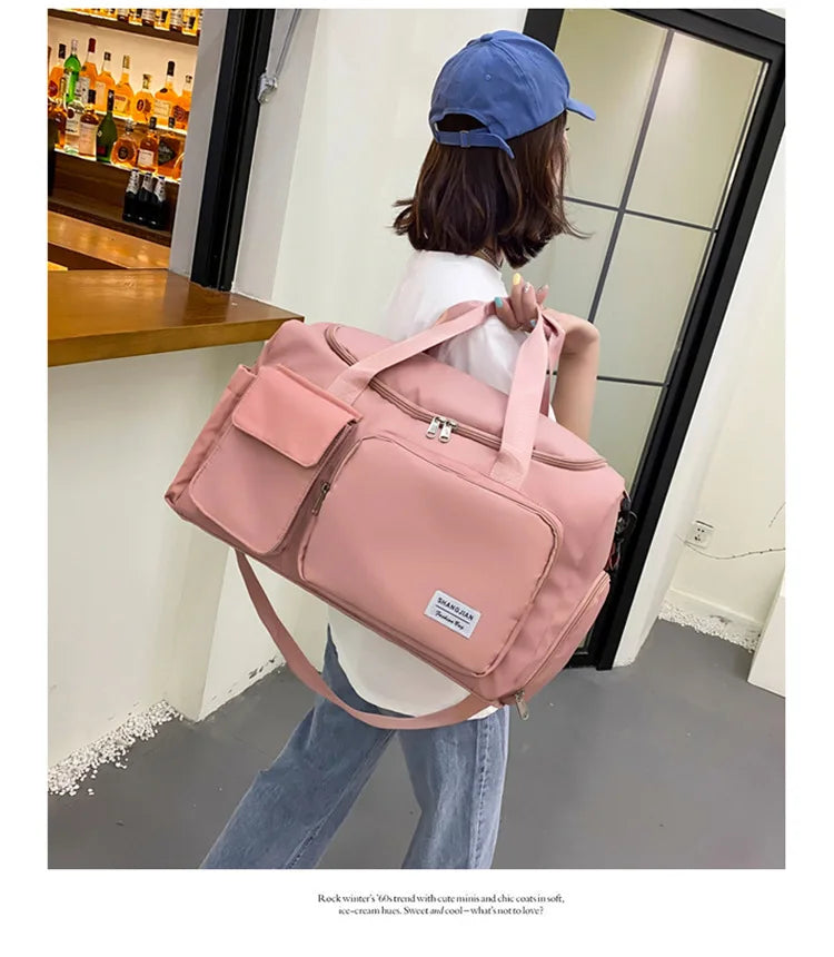 Carry On Travel Bag Large Capacity Gym Bag Weekender Overnight Duffle Bags With Shoe Compartment Sports Fitness Bags for Women