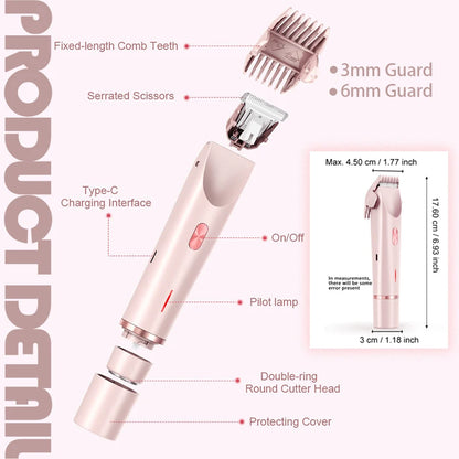 Dual Head Hair Removal for Women Portable Float Blade R-shaped Head Wet Dry Use Waterproof Painless Facial Trimmer Body Epilator