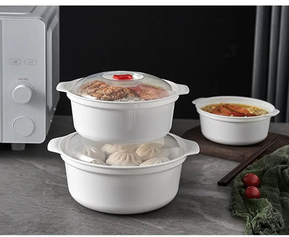 Microwave Oven Special Box Household Plastic Heating Fresh Keepeing Box with Lid Steamed Bun Instant Noodles Kitchen Bowl