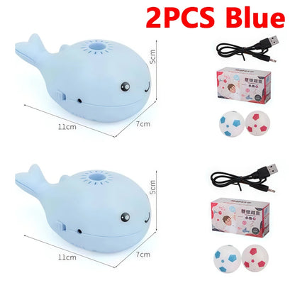 Interactive Cat Toys Electric Jet Floating Ball Cat Toy Whale Shaped Cat Toy Portable USB Dual Function Fan Pet Toy for Teaser