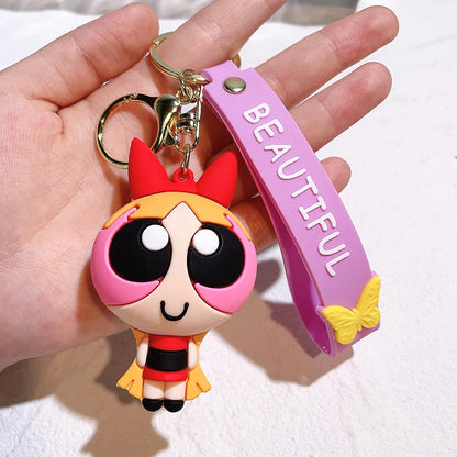 malefic keychain Powerpuff Girls Creative Keychain for Women Men Fans Cartoon Cute Silicone Doll Pendant Keyring Gifts Keys Hold