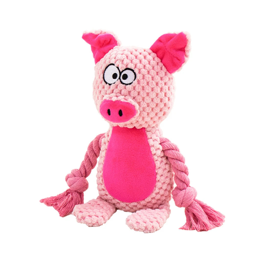 Dog Enrichment Toy Cute Animal Rope Dog Toy Plush Puppy Chew Pet Squeak Toy Cartoon Interactive Games For Dogs Stuff For Dogs