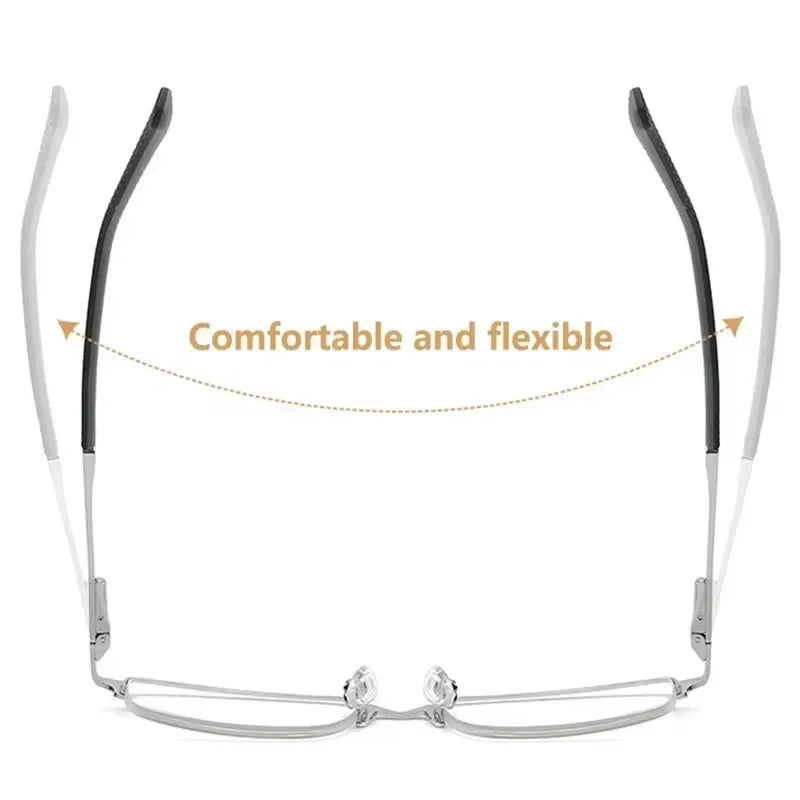Men's Half-frame Business Reading Glasses Anti-blue Light Anti-fatigue Metal Frame Presbyopia Glasses +1.0 To +4.0