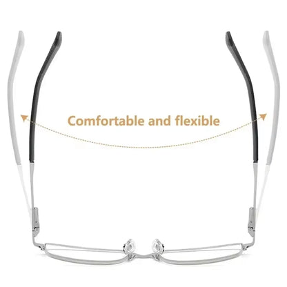 Men's Half-frame Business Reading Glasses Anti-blue Light Anti-fatigue Metal Frame Presbyopia Glasses +1.0 To +4.0