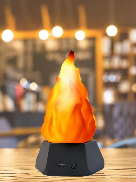 Flickering Flame Lamp USB Rechargeable 3D Fake Fire Night Light Realistic Flame Effect Halloween Camp Home Garden Decoration