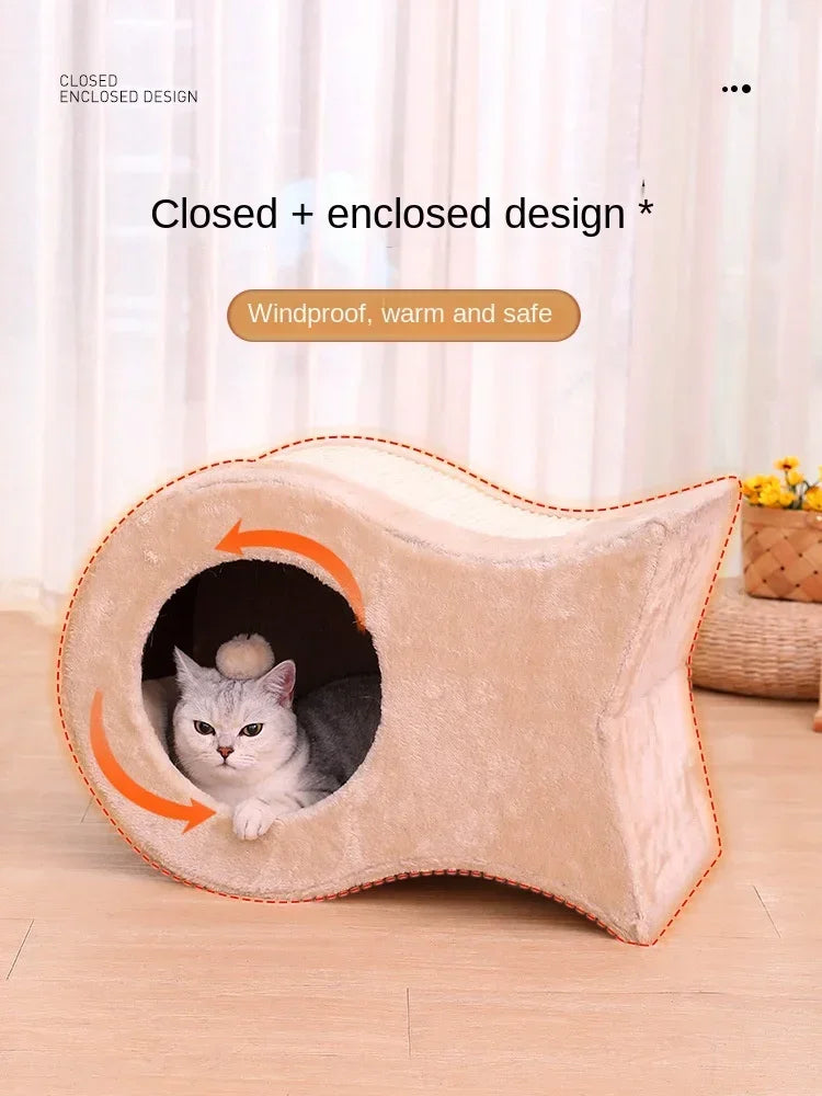 Cat Nest Warm Cat House Enclosed House All Year Round Winter Cat Sleeping Nest Pet Supplies