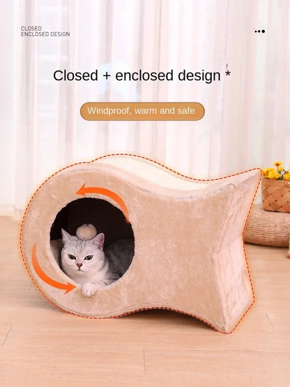 Cat Nest Warm Cat House Enclosed House All Year Round Winter Cat Sleeping Nest Pet Supplies