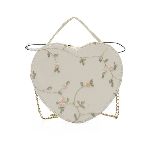 1Pcs New Fashionable Women's Bag PU Leather Shoulder Bag Women's Lace Peach Heart Creative Crossbody Bag Heart-shaped Handbags