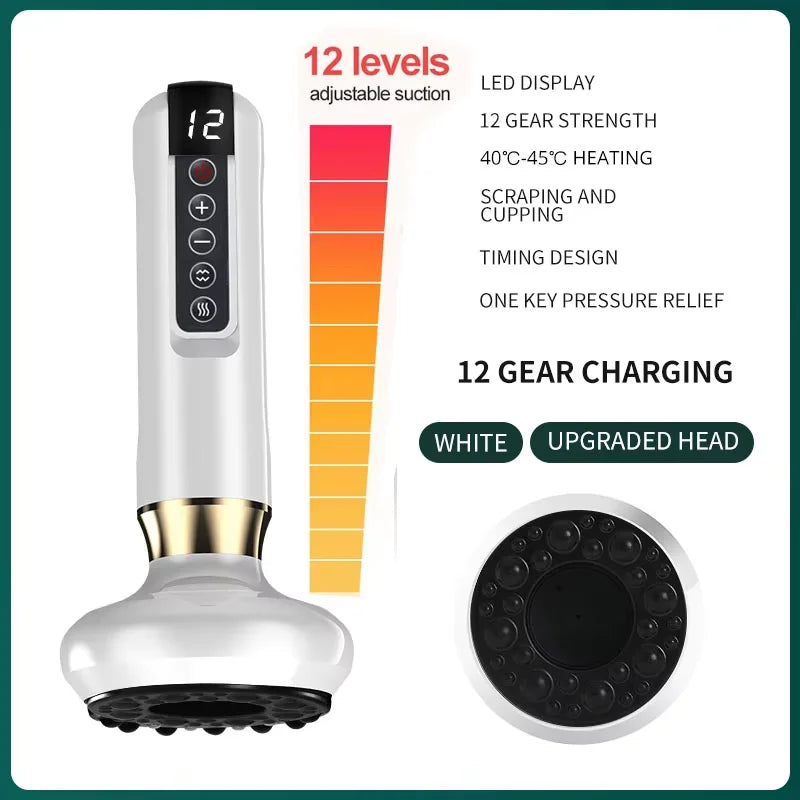Smart vacuum cupping device electric breathing heating wireless negative pressure suction device meridian dredging massage devic