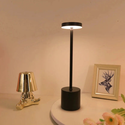 Classic Table Lamp USB Rechargeable Night Light Stepless Dimming Touch Desk Lamp 3 Colors Bedside Lamp Hotel Bar Decoration