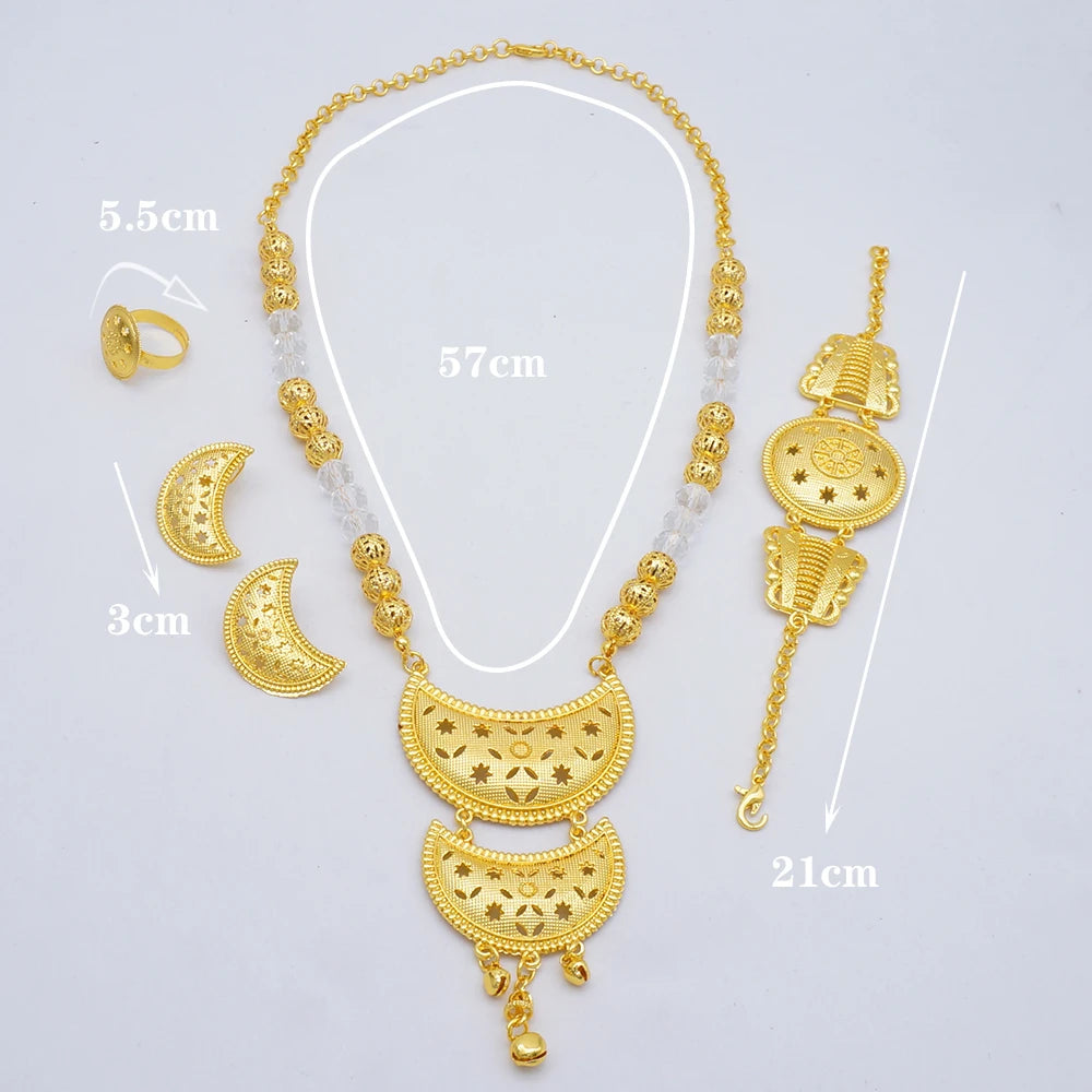 2023 Fine Jewelry Sets For Women Dubai Bridal Wedding Gifts Necklace Bracelet Earrings Ring Jewellery Set African Bead jewelry