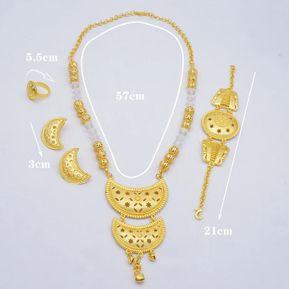 2023 Fine Jewelry Sets For Women Dubai Bridal Wedding Gifts Necklace Bracelet Earrings Ring Jewellery Set African Bead jewelry