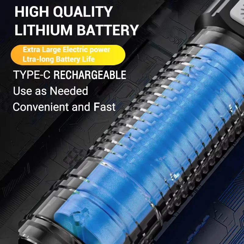Powerful P70 Led Flashlights 5000LM Ultra Bright Tactical Light Emergency Spotlights Telescopic Zoom Light Built-in Battery