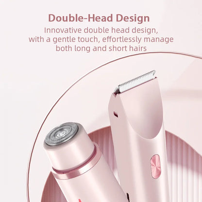 Dual Head Hair Removal for Women Portable Float Blade R-shaped Head Wet Dry Use Waterproof Painless Facial Trimmer Body Epilator