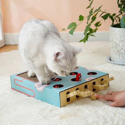 Cat Toy Whack-a-Mole Cat Scratching Board Toy Grinding Claw Rest Play Funny Cat Interactive Multifunctional Cat Supplies