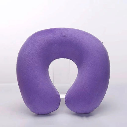 1PC U-shaped Travel Pillow Portable Lazy Inflatable Neck Cervical Support Short Plush Office Sleep Essentials