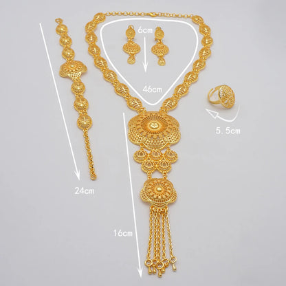 2023 Fine Jewelry Sets For Women Dubai Bridal Wedding Gifts Necklace Bracelet Earrings Ring Jewellery Set African Bead jewelry