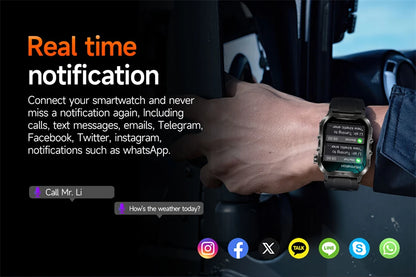 2024 New For Xiaomi Military Smart Watch Men Outdoor Sports Flashlight Fitness Watches Health Monitor 1.96" BT Call Smartwatch