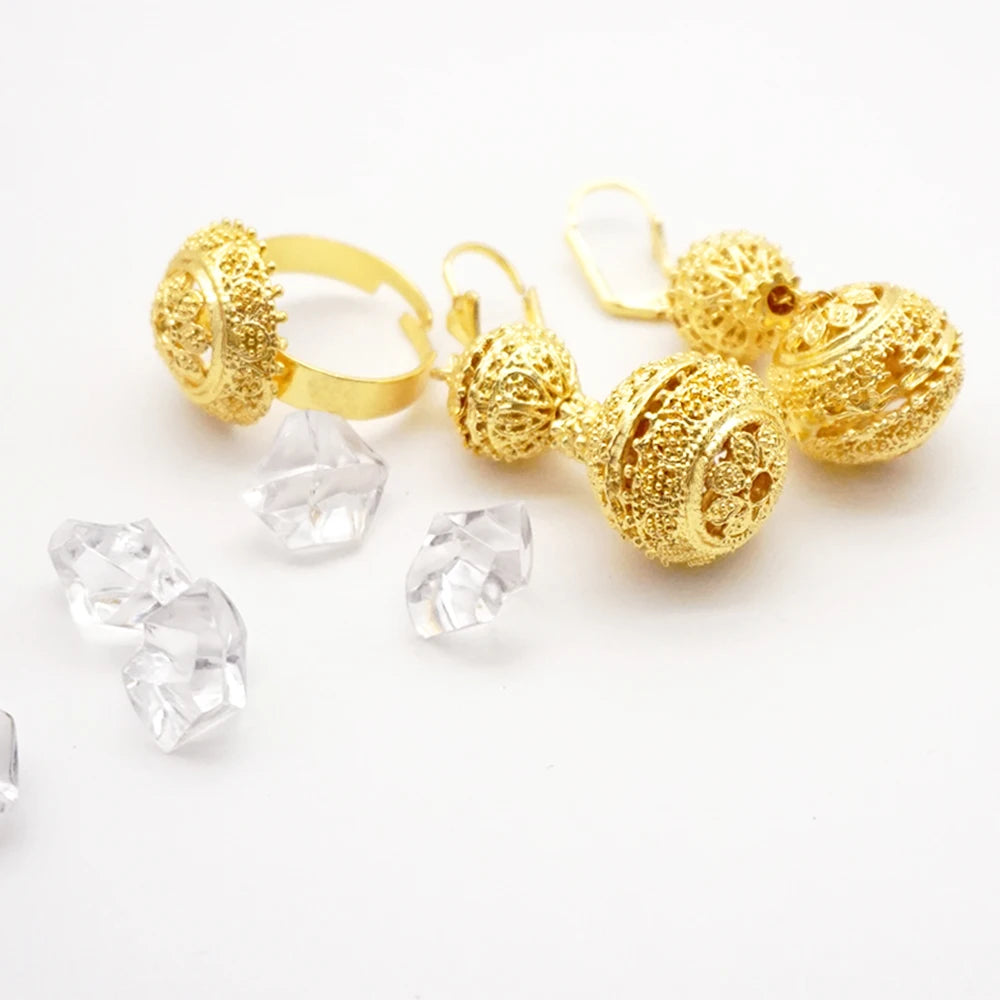 2023 Fine Jewelry Sets For Women Dubai Bridal Wedding Gifts Necklace Bracelet Earrings Ring Jewellery Set African Bead jewelry