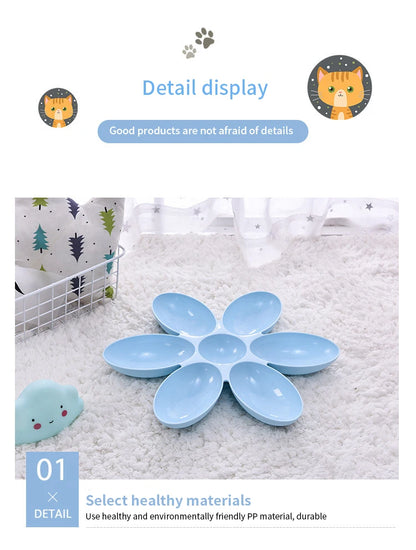 Flower Shaped Pet Bowl with 6 Connected Bowls for Small Dog and Cat, Water Dish, Puppy Feeding Bowls, Slow Down Eating Feeder