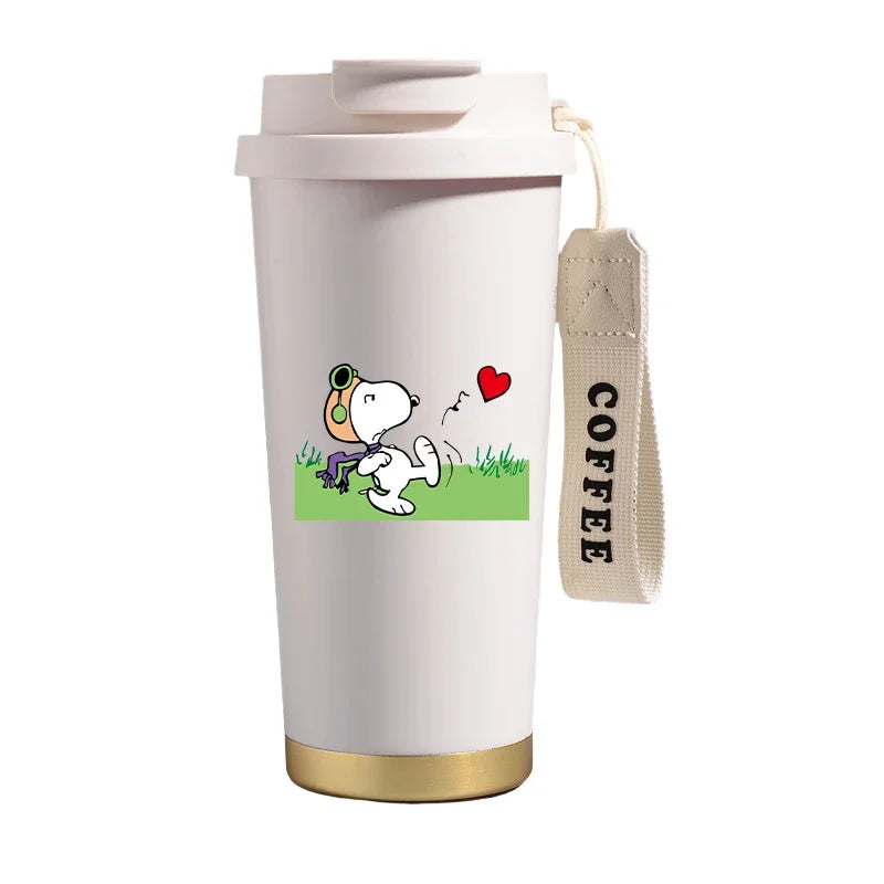 500ml Snoopys Stainless Steel Insulated Water Bottle Anime Kawaii Portable Travel Outdoor Car Tea Coffee Mug Cold Thermos Cup