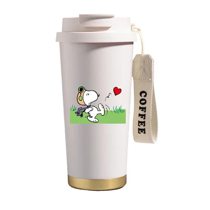 500ml Snoopys Stainless Steel Insulated Water Bottle Anime Kawaii Portable Travel Outdoor Car Tea Coffee Mug Cold Thermos Cup