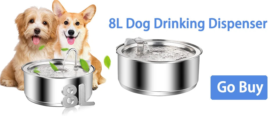 Petavista Dog Water Fountain Stainless Steel Pet Drinking Fountain for Cats Dogs 2L Ultra-Quiet Automatic Fountain Dog Drinker