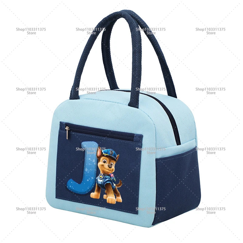 Cute PAW Patrol Thermal Bag Food Storage Container Letter A-Z Student Lunchbox Cartoon Fashion Handbags Bento Durable Bags Gifts