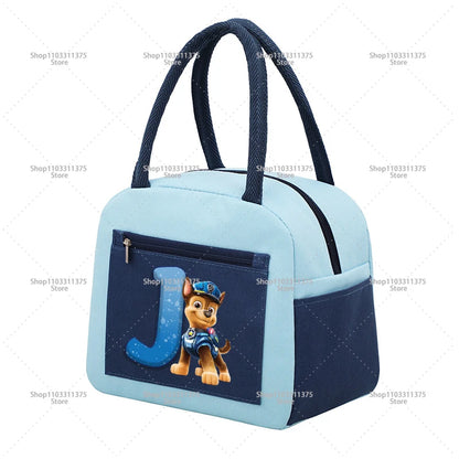 Cute PAW Patrol Thermal Bag Food Storage Container Letter A-Z Student Lunchbox Cartoon Fashion Handbags Bento Durable Bags Gifts