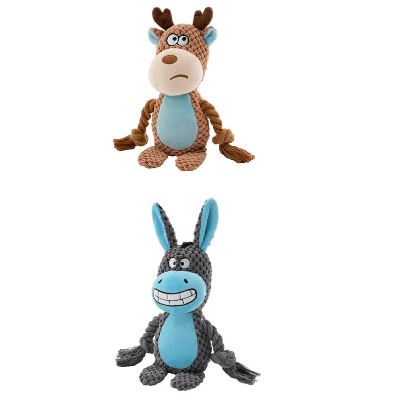 Stuffed Raw Small Dog Plush Interactive Toy Indestructible Bite Resistant Sound Puppy Squeaky Dogs Rattle For Pet Toys Supplies