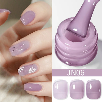 BORN PRETTY 10ml Wine Red Glitter Jelly Nude Gel Nail Polish Soak Off Translucent Color UV Light Cure for Nail Art DIY at Home
