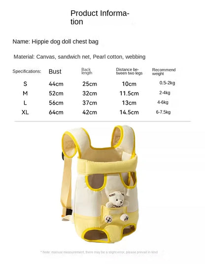 Pet Dog Hand Bag Carrier For Dogs Portable Four-legged Puppy Straddle Packs Shoulder Bag Vest Traction Rope For Yorkshire
