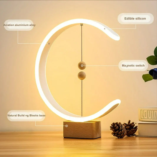 Nordic magnetic levitation balance lamp magnetic led table lamp bedroom bedside home decoration desk lamp Beech wood lampholder