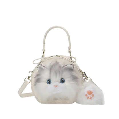 Fashion Cute Plush Cat Shoulder Bags 2025 New Trend High Quality Pu Zipper Niche Simplicity Sewing Thread Crossbody Bags