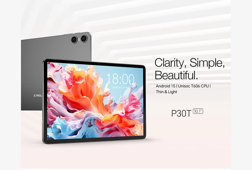 Teclast P30T Android 15 Tablet 10.1" IPS Max 12GB RAM 128GB ROM T606 8-core 6000mAh Keyboard/Case/Mouse/Stylus/Headphone/Stand