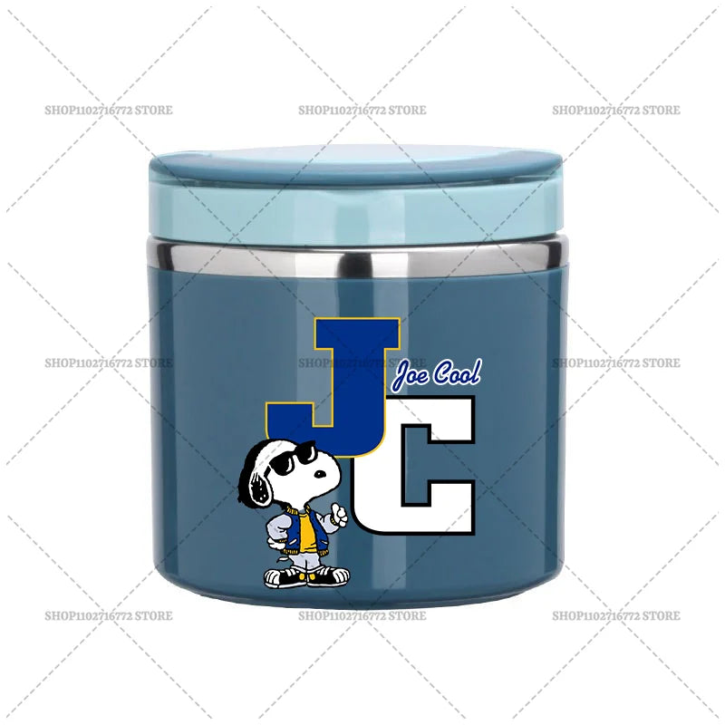 630ml Snoopys Food Thermal Jar Insulated Soup Cup Stainless Steel Vacuum Lunch Box with Handle Portable Sealed Bento Boxes Gift