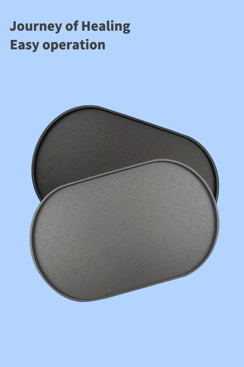 6-color available pet meal MATS, dog eating MATS, pet dog feeding MATS, silicone material, oval shape, easy to clean