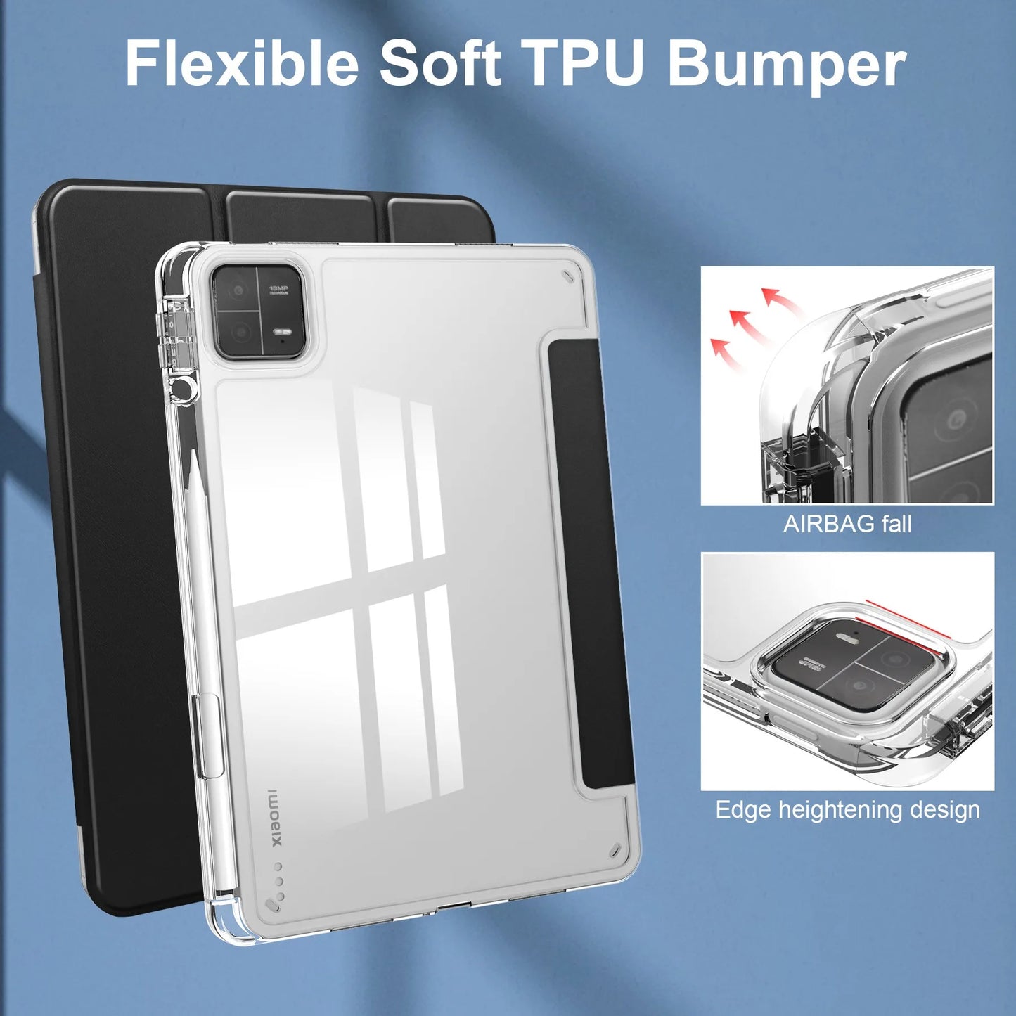 Case for Xiaomi Mi Pad 5 6 Pro 11 7 PRO 11.2 HD Transparent Case Redmi pad SE 11 Pad 2 2025 PRO 12.1" with Awake / Sleep Cover