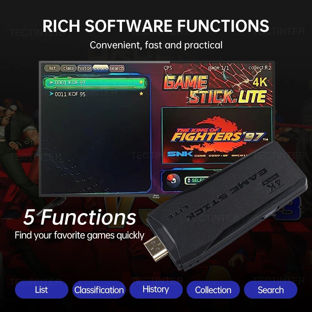 M8 4K Game Stick TV Video Game Console 64G Built-in 20000+ Games Wireless Controller Gamepad Retro Handheld Game Player For PS1