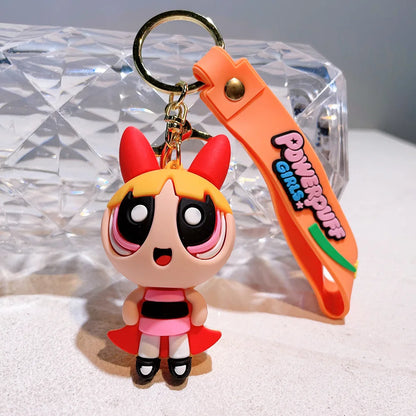 malefic keychain Powerpuff Girls Creative Keychain for Women Men Fans Cartoon Cute Silicone Doll Pendant Keyring Gifts Keys Hold