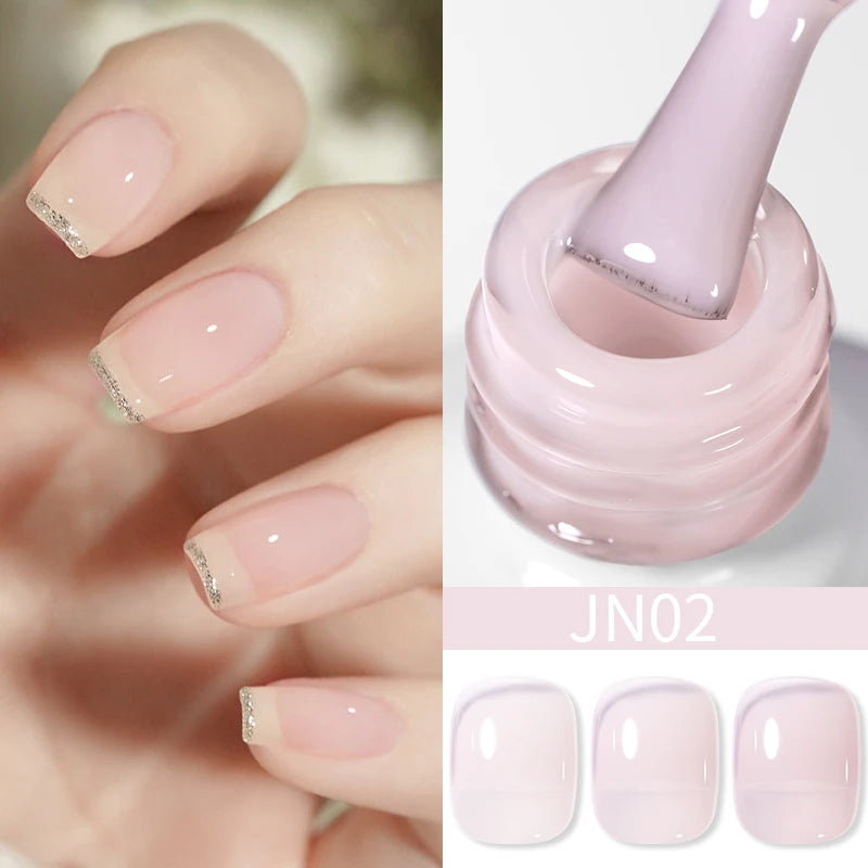 BORN PRETTY 10ml Wine Red Glitter Jelly Nude Gel Nail Polish Soak Off Translucent Color UV Light Cure for Nail Art DIY at Home