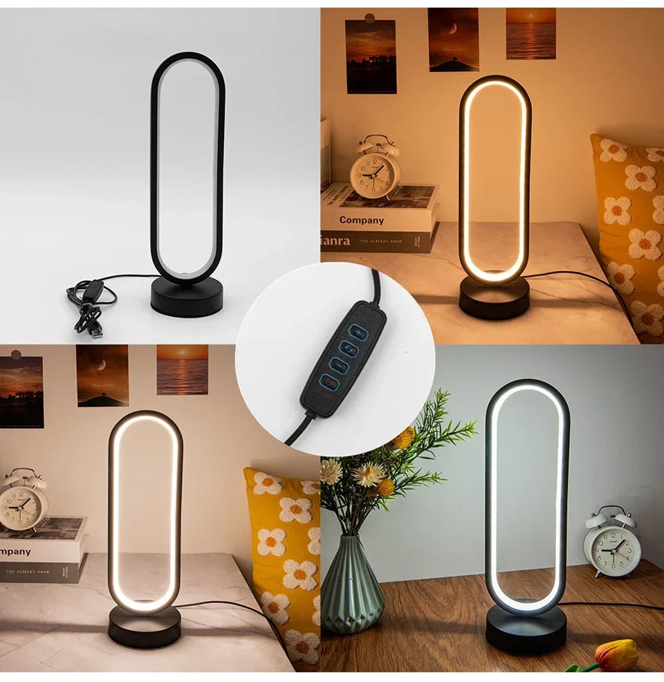 Slaapkamer Ringlamp Woonkamer Driekleurig Dimbare Bedlampje Led Nachtlampje Ambient Light Desk Nightstand Table Accessories